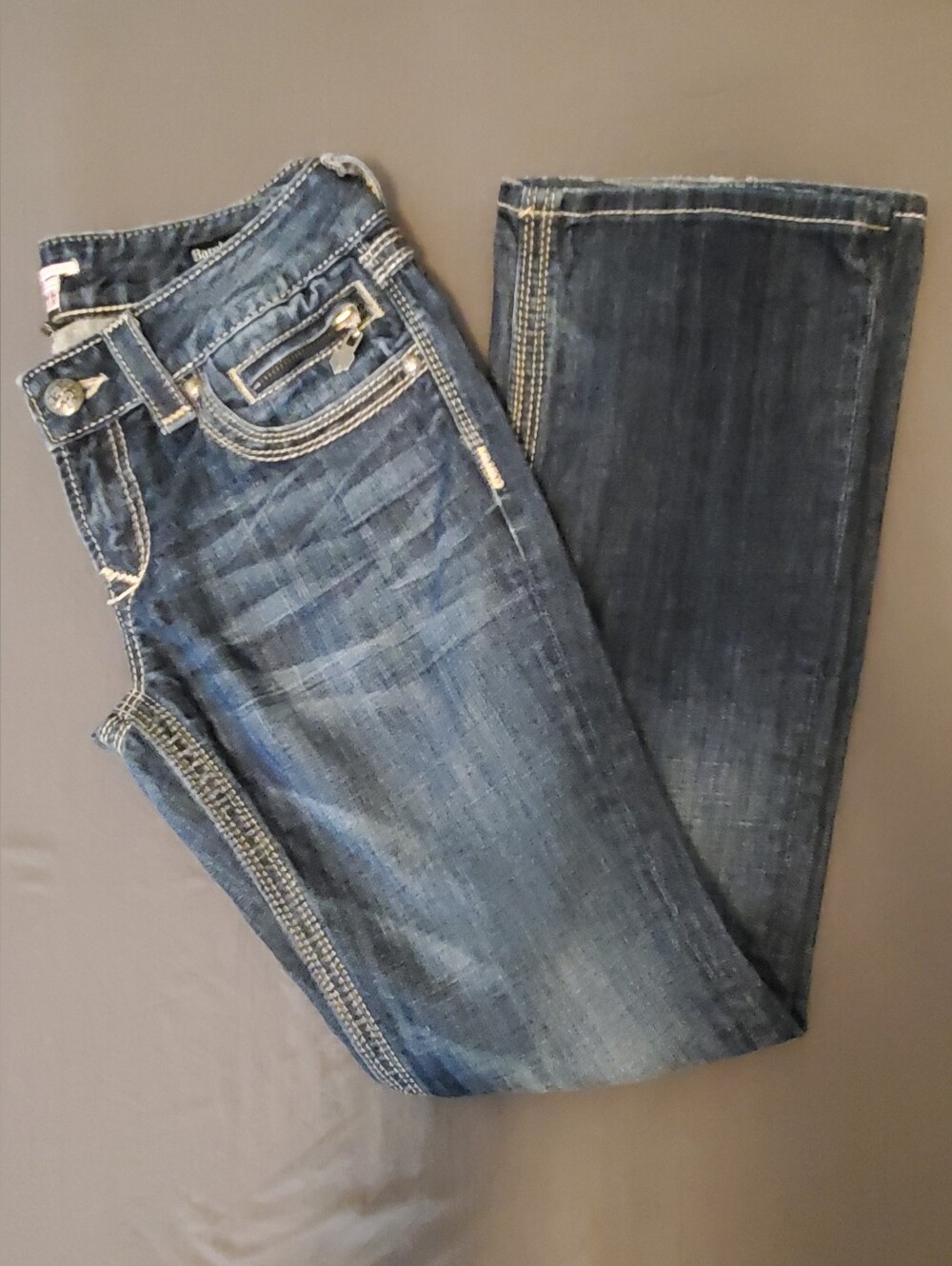 ReRock For Express Barely Boot Women's Dark Blue Jeans with Contrast Stitching